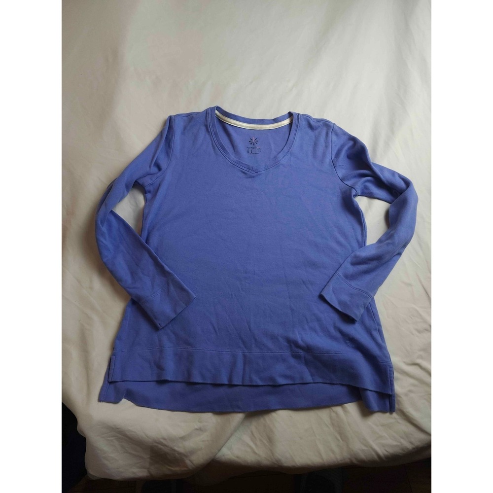 Isaac Mizrahi Live Tunic Top Womens S Blue Minimalist Soft Girl Cozy Loungewear